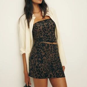 Reformation Leopard Print Layne Knit Skirt